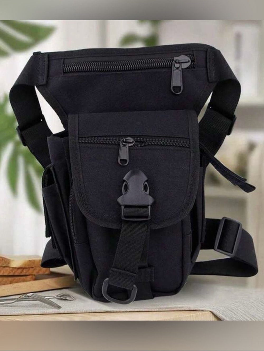 Macy's Black Women’s Tactical Thigh Bag with Multiple Pockets
